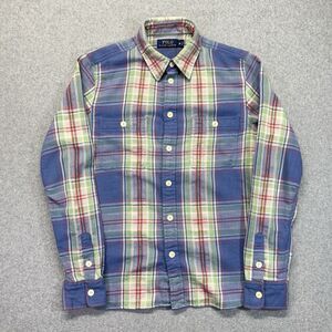 Polo Ralph Lauren Plaid Shirt Women’s Medium Blue Green Button Up Pockets